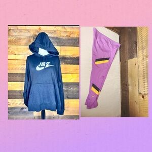 Nike Black Hoodie with Purple Leggings